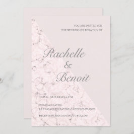 Blush roze grijze marmer elegant moderne bruiloft kaart