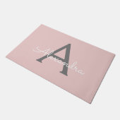 Blush roze grijze moderne meisjesmonogram deurmat (Schuin)