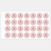Blush roze grijze moderne meisjesmonogram labels (Vel)