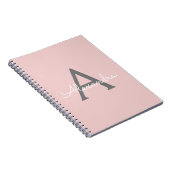 Blush roze grijze moderne meisjesmonogram notitieboek (Rechterzijde)