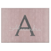 Blush roze grijze moderne meisjesmonogram snijplank (Voorkant)