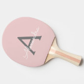 Blush roze grijze moderne meisjesmonogram tafeltennisbatje (Zijkant)