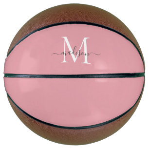Blush roze grijze monogram Feminine Girly Script Basketbal