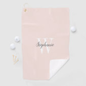 Blush roze grijze monogram op maat golfhanddoek (Insitu)