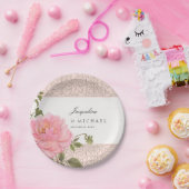  Blush Roze Grijze Pony Swirl Brouwerij Papieren Bordje (Feest)