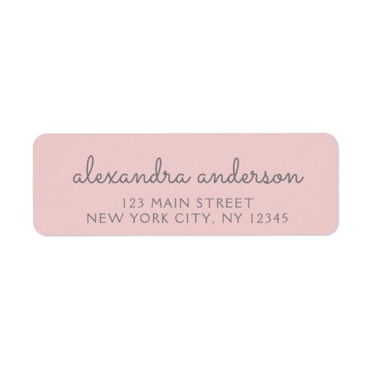 Blush roze grijze script Typografie Weddenschap Etiket (Voorkant)