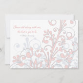 Blush roze, grijze & White Wedding Invitation Kaart (Achterkant)