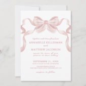 Blush roze grillige boog elegante bruiloft kaart (Voorkant)