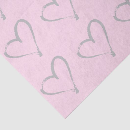 Blush roze grillige harten weefsel papier (Detail)