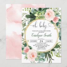 Blush Roze groen Baby shower Oh Baby Girl