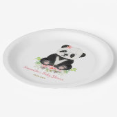 Blush roze groen Beer Girl Baby shower Papieren Bordje (Gekanteld)