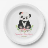 Blush roze groen Beer Girl Baby shower Papieren Bordje (Voorkant)