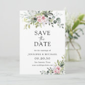 Blush roze groen Bewaar de datumkaarten Save The Date (Staand voorkant)