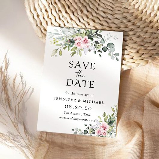 Blush roze groen Bewaar de datumkaarten Save The Date