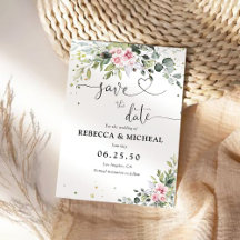 Blush roze groen Bewaar de datumkaarten