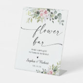 Blush Roze groen Bloem Bar Teken Reclamebord Met Voetstuk (Voorkant)