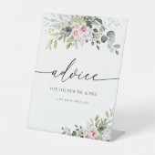 Blush Roze Groen Bloemen Advies Sign Reclamebord Met Voetstuk (Voorkant)