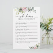 Blush Roze groen bloemig Vrijgezellenfeest spel (Staand voorkant)