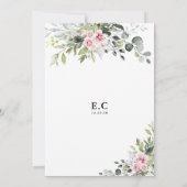 Blush Roze Groen Bruids Douche Uitnodiging (Achterkant)