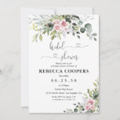 Blush Roze Groen Bruids Douche Uitnodiging (Voorkant)