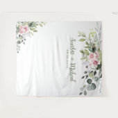 Blush roze groen bruiloft achtergronden wandkleed (Voorkant (horizontaal))