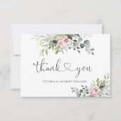Blush Roze groen bruiloft ceremonie Bedankkaart (Voorkant)