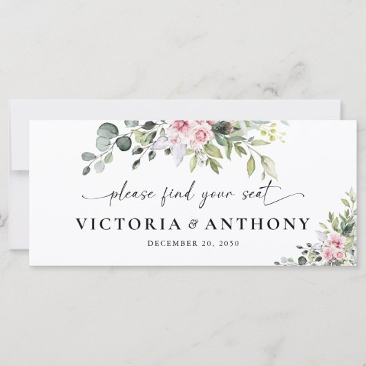 Blush roze groen bruiloft hoofd tafel teken (Voorkant)