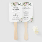 Blush roze groen bruiloft programma Hand Fan Handwaaier (Voorkant en achterkant)