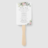 Blush roze groen bruiloft programma Hand Fan Handwaaier (Achterkant)