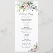 Blush Roze groen bruiloft programma Programmakaart (Achterkant)