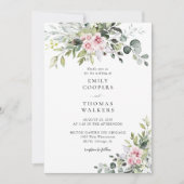 Blush Roze groen bruiloft uitnodiging (Voorkant)