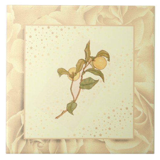  blush roze groen en gele vruchten tegeltje (Voorkant)