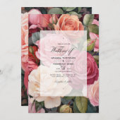 Blush Roze, groen en kaneel Roos bruiloft Kaart (Voorkant / Achterkant)