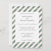 Blush Roze Groen Glitzy Glam Chic Stripes Huwelijk Kaart (Voorkant)