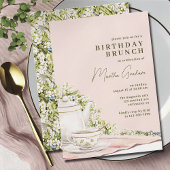 Blush roze groen | Leuke Tea Party Verjaardag Brun Kaart