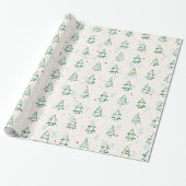 Blush Roze groen Moderne geometrische kerstboom Cadeaupapier (Uitgerold)