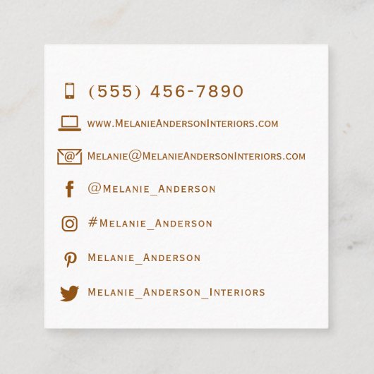 Blush Roze Groen pastel Binnenontwerp Vierkante Visitekaartje (Achterkant)