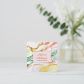 Blush Roze Groen pastel Binnenontwerp Vierkante Visitekaartje (Staand voorkant)