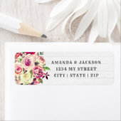 Blush Roze & Groen Roos Bruiloft Retouradres Etiket (Insitu)