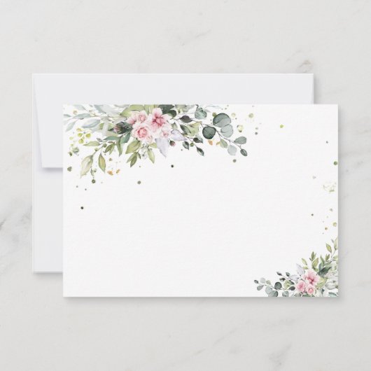 Blush roze groen Vrijgezellenfeest plat Bedankkaart (Achterkant)