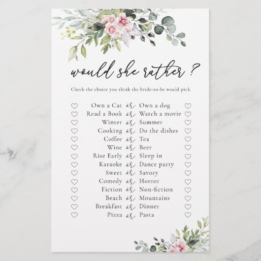 Blush Roze groen Vrijgezellenfeest spel (Voorkant)