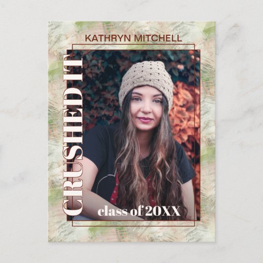 Blush roze groene Abstracte Afstuderen aankondigin Briefkaart (Voorkant)