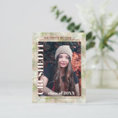 Blush roze groene Abstracte Afstuderen aankondigin Briefkaart (Staand voorkant)