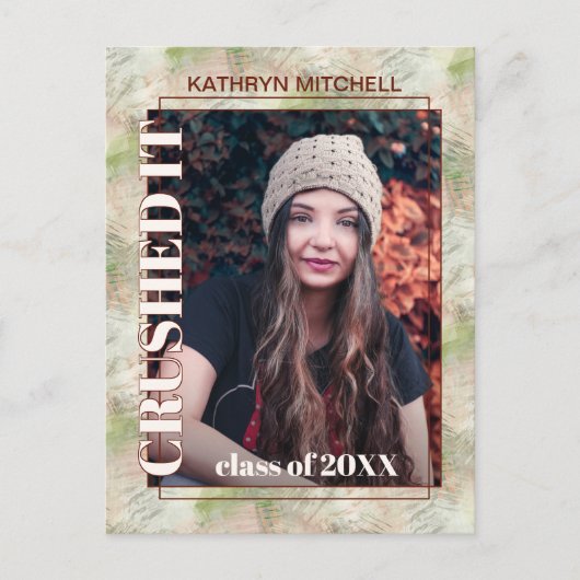 Blush roze groene Abstracte Afstuderen aankondigin Briefkaart (Voorkant)