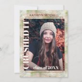 Blush roze groene Abstracte Afstuderen Aankondiging (Voorkant)