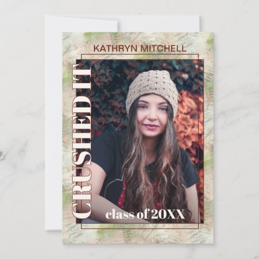 Blush roze groene Abstracte Afstuderen Aankondiging (Voorkant)