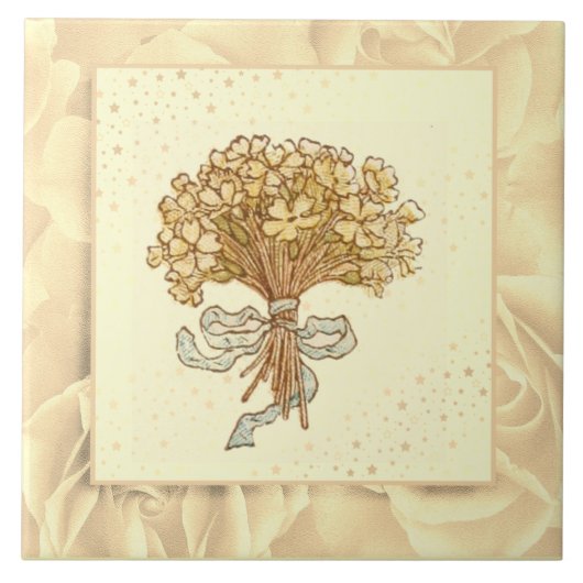  Blush roze groene en gele bloemen Tegeltje (Voorkant)