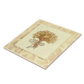  Blush roze groene en gele bloemen Tegeltje (Zijkant)