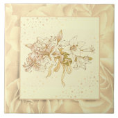 Blush roze groene en gele bloemen Tegeltje (Voorkant)