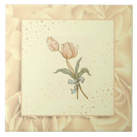  Blush roze groene en gele bloemen Tegeltje (Voorkant)